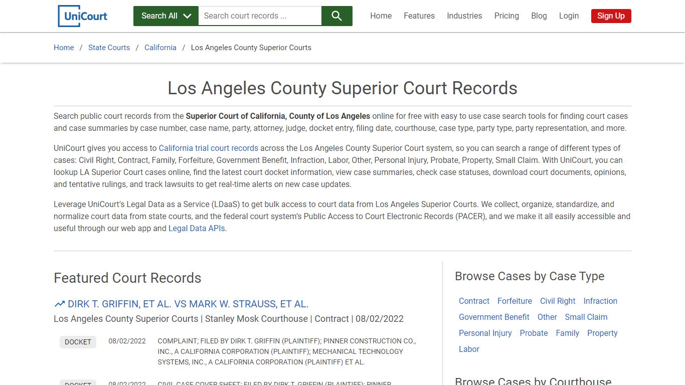 Los Angeles County Superior Court Records | California | UniCourt